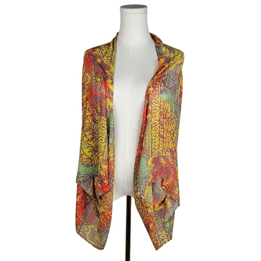 Soft‎ Surroundings Multicolor Paisley Kimono Cardigan Small Open Front